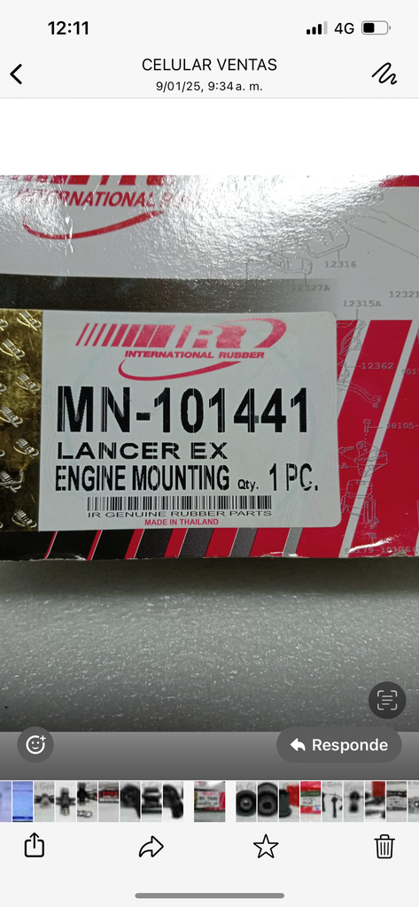 [MN101441] - I&R TAILANDIA | SOPORTE MOTOR MITSUBISHI OUTLANDER / LANCER 2007 (DELANTERO)