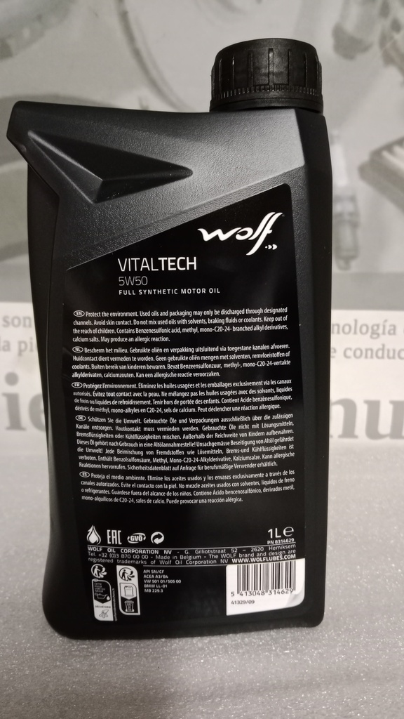 [ 8314629 ] - WOLF - ACEITE PARA MOTOR SINTETICO 5W50 VITAL TECH (1 LT)
