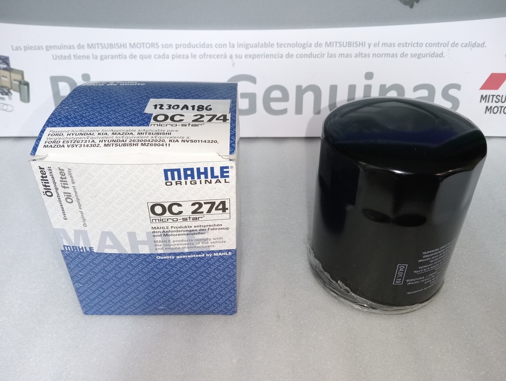 [1230A186] - MAHLE-COREA | FILTRO ACEITE MITSUBISHI L-200 / MAZDA / KIA / FORD (DIESEL)