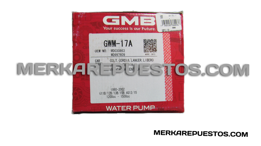  [MD997609   MD974649]- GMB - THAILAND | BOMBA AGUA MITSUBISHI LANCER 1300