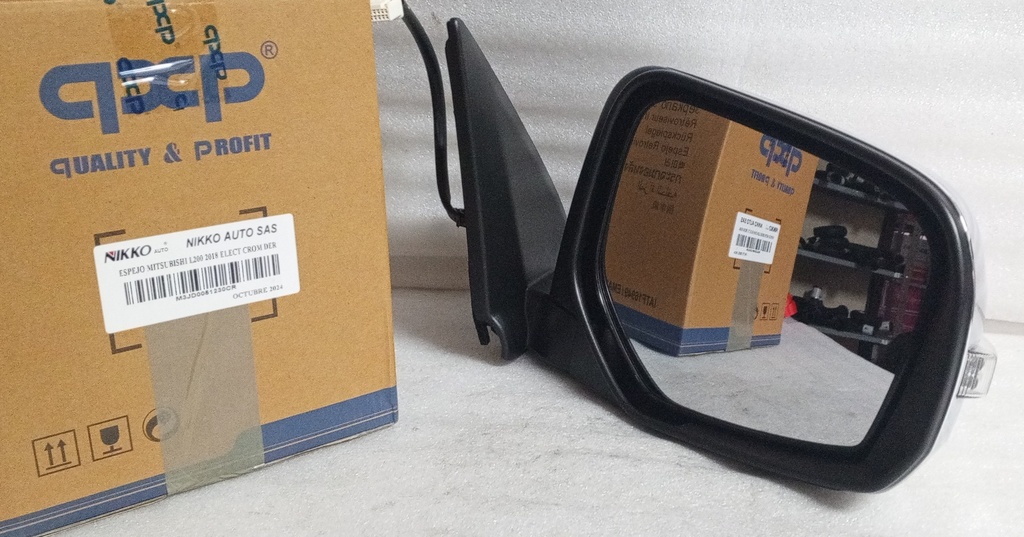 [ 7632B838 ]  NIKKO - ESPEJO EXTERIOR DERECHO MITSUBISHI SPORTERO 2017- (TAPA CROMADA)