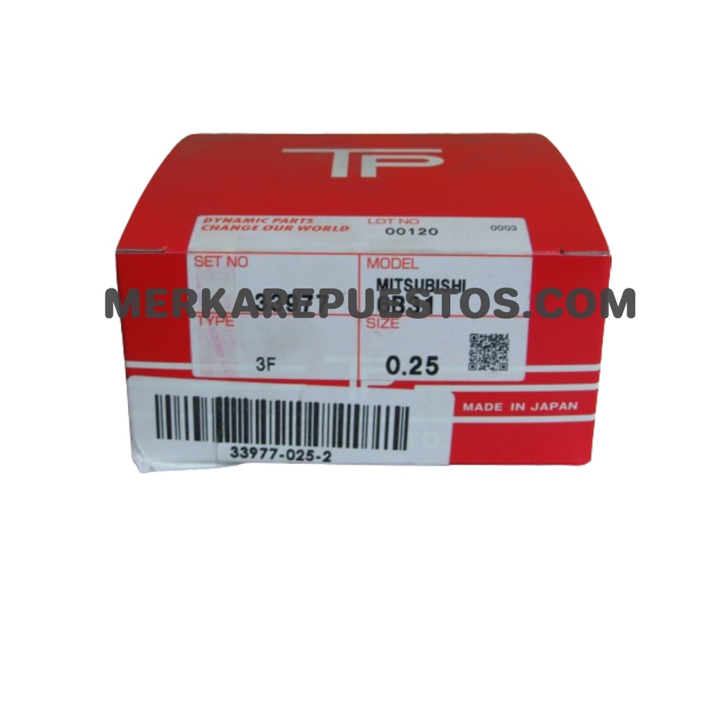 ANILLOS MOTOR MITSUBISHI 6B31 (0.25) / MONTERO SPORT / OUTLANDER  3.0 1.2/1.0/2.0 (87.6mm) / MARCA: TP