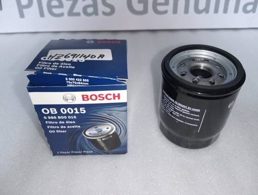 [[MZ690115   MZ691140  MD360935  1230A182] - [ROSCA 20 X 1.5  1230A182]] [0-986B00015] [OB 0015] - BOSCH | FILTRO ACEITE FIAT / HONDA (20X1.5) 